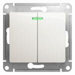 Выключатель 2кл с подсв с/у перламутр механизм Glossa Systeme Electric (1/20) Выключатель 2кл с подсв с/у перламутр механизм Glossa Systeme Electric (1/20)