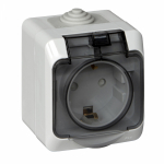 Розетка 1гн с З/К с крыш. шторки о/у серый 16А IP44 Этюд Systeme Electric  (12/96)