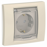 Розетка 1гн с З/К с крыш. шторки с/у крем винт.клем. в сборе16А IP44 Unica NEW Schneider Electric (1/5)