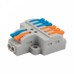 Клемма СМК 2x3 проxодная разветвительная 2 полюса, с монтажной площадкой (1 ввод, 3 вывода на полюс), (5 шт./уп.) REXANT