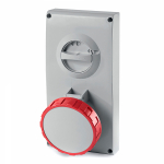 Розетка с механической блокировкой и верхним размещением разъема. 63А, 3P+E Розетка с механической блокировкой и верхним размещением разъема. 63А, 3P+E