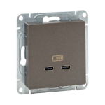 Механизм розетки USB-C - 2шт, мокко Эпика EKF