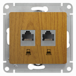 Розетка 2гн комп+комп RJ45+RJ45 с/у дуб механизм кат.5е Glossa Systeme Electric (1/10)