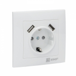 Розетка 1гн с З/К+2хUSB шторки с/у белый 16А Валенсия EKF PROxima Розетка 1гн с З/К+2хUSB шторки с/у белый 16А Валенсия EKF PROxima