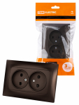 Розетка 2гн без З/К шторки с/у шоколад 10А Лама TDM Розетка 2гн без З/К шторки с/у шоколад 10А Лама TDM