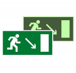 Знак эвакуационный E 07 "Направление к эвакуационному выходу направо вниз" 150х300 мм, пластик с покрытием фотолюминесцентным ГОСТ Р 12.4.026-2001 EKF