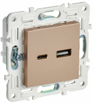 Розетка 2гн USB+USB A+C с/у песочный механизм 3,1А SK-R14Sa SKANDY IEK (1/10/100)