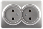 Розетка ЭРА Эксперт 11-2202-03 2х2P IP20 16A-250В ОУ алюминий