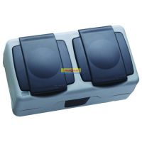 Розетка 2гн с З/К с крыш. о/у серый 16А IP44 Nemliyer Makel (1/6/60)