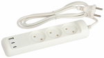 Удлинитель электрический ЭРА U-3-1,5m-USB-W 3 розетки + 3xUSB A+C 1,5м 10А белый