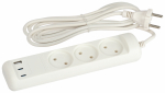 Удлинитель электрический ЭРА U-3-3m-USB-W 3 розетки + 3xUSB A+C 3м 10А белый