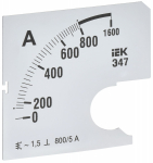 Шкала смен. для амперметра Э47 800/5А-1,5 72х72мм IEK Шкала смен. для амперметра Э47 800/5А-1,5 72х72мм IEK