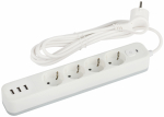 Сетевой фильтр ЭРА USF-4es-3m-3xUSBA-W с базовой защитой с заземлением с выключателем 4 розетки+3xUSBA 3,1A 3м 10А белый Сетевой фильтр ЭРА USF-4es-3m-3xUSBA-W с базовой защитой с заземлением с выключателем 4 розетки+3xUSBA 3,1A 3м 10А белый