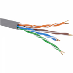 Кабель витая пара кат. 5E неэкранированный U/UTP, 4 пары, для одиночной прокладки, ПВХ, цвет внешней оболочки серый, коробка 305 м Кабель витая пара кат. 5E неэкранированный U/UTP, 4 пары, для одиночной прокладки, ПВХ, цвет внешней оболочки серый, коробка 305 м
