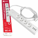 Умный удлинитель 4гн с З/К 1,8м белый 3xUSB ПВС 3х1,5 Wi-Fi HomeConnect EKF Умный удлинитель 4гн с З/К 1,8м белый 3xUSB ПВС 3х1,5 Wi-Fi HomeConnect EKF