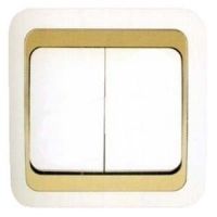Выключатель 2кл с подсв с/у бел вставка золото IP20 Mimoza Makel (1/12/120)