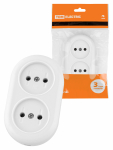 Розеточная колодка 2 гнезда 2П 16А 250B белая "Ретро" (карболит) TDM