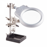 Держатель "третья рука" с лупой х2.5, с подставкой под паяльник и LED подсветкой REXANT (1/1/24)