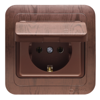 Розетка 1гн с З/К с крыш. с/у орех 16А Mimoza Makel (1/12/120)