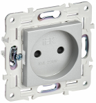 Розетка 1гн без З/К шторки с/у серебряный механизм 10А SK-R01S SKANDY IEK (1/10/100)