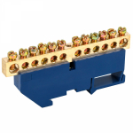 Шина "N" нулевая с синим изолятором на DIN-рейку 8x12мм стойка бол. 12 групп REXANT