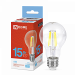 Лампа светодиод 15Вт груша А60 Е27 6500К 1480Лм филамент прозр deco IN HOME (1/10/50)