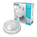 Светильник ЖКХ круг 15Вт 1200Лм 4000K 160-260В IP54 D175*76мм бел, дек рам, оптико-микроволн сенс LED Gauss Qplus 1/30