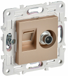 Розетка 2гн комп+ТВ RJ45+TV с/у песочный механизм кат.5E SK-A14Sa SKANDY IEK (1/10/100)