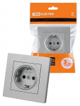 Розетка 2П+З 16А 250В с защ. шт. серебр. металлик "Сенеж" TDM Розетка 2П+З 16А 250В с защ. шт. серебр. металлик "Сенеж" TDM