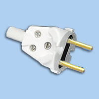 Вилка прямая без З/К белая 6А с латут.штырем. IP20 Беларусь инд упак (1/20/120)