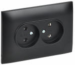 Розетка 2гн без З/К с/у черный в сборе 10А SK-R10Bl SKANDY IEK (1/10/100)