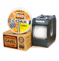 Кабель телевизионный SAT 703B Cu/Al/CuSn телевизионный (75%) (1,13мм медь) 75 Ом, белый CAVEL (250)_ Кабель телевизионный SAT 703B Cu/Al/CuSn телевизионный (75%) (1,13мм медь) 75 Ом, белый CAVEL (250)_