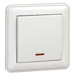 Выкл 1-клавиш. с подсветкой LED в сборе 16А 220-250В с/у белый глянц. IP20 SE Wessen 59 Выкл 1-клавиш. с подсветкой LED в сборе 16А 220-250В с/у белый глянц. IP20 SE Wessen 59