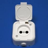 Розетка 1гн без З/К с крыш. о/у белый 16А IP44 Беларусь (1/60)