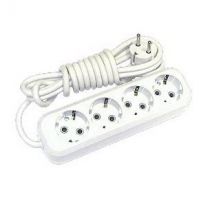 Удлинитель 4гн без З/К 2м белый 10А ПВС 3х1 Makel (1/12)