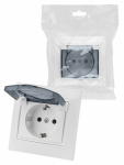 Розетка 2П+З с крышкой 16А 250В IP44 белая "Таймыр" (бакелит, пром.упак) TDM Розетка 2П+З с крышкой 16А 250В IP44 белая "Таймыр" (бакелит, пром.упак) TDM