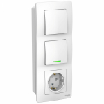 Блок 1кл + 1кл с подсв + 1гн с З/К шторки с/у белый Blanca Systeme Electric