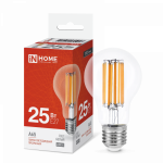 Лампа светодиодная LED-A65-deco 25Вт 230В Е27 4000К 2480Лм прозрачная IN HOME Лампа светодиодная LED-A65-deco 25Вт 230В Е27 4000К 2480Лм прозрачная IN HOME