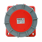 Розетка силовая (CEE) панельная фланцевая 5Р 120x120 400 В (50+60 ГЦ) КРАСНАЯ 6ч пластик IP67 КЭАЗ (Курский электроаппаратный завод)