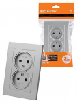 Розетка двойная 2П 10А 250В с защ. шт. серебр. металлик "Сенеж" TDM Розетка двойная 2П 10А 250В с защ. шт. серебр. металлик "Сенеж" TDM