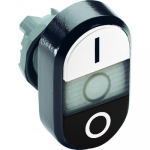 Фронтальная часть нажимной кнопки плоск., 2 упр. элемента цвет черно-белый с овал. линзой, с подсветкой, ABB Фронтальная часть нажимной кнопки плоск., 2 упр. элемента цвет черно-белый с овал. линзой, с подсветкой, ABB