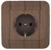 Розетка 1гн без З/К с/у орех керамика 16А Mimoza Makel (1/12/120)
