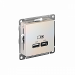 Розетка 2гн USB+USB typeА+ typeС с/у жемчуг механизм 5В/2,4А 2х5В/1,2А AtlasDesign Systeme Electric (1) Розетка 2гн USB+USB typeА+ typeС с/у жемчуг механизм 5В/2,4А 2х5В/1,2А AtlasDesign Systeme Electric (1)