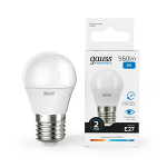 Лампа светодиод 8Вт Шар Е27 6500К 560Лм матовая Gauss Elementary (1/10/100) Лампа светодиод 8Вт Шар Е27 6500К 560Лм матовая Gauss Elementary (1/10/100)