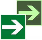 Знак эвакуационный E 02-01 "Направляющая стрелка" 200х200 мм, пластик с покрытием фотолюминесцентным ГОСТ Р 12.4.026-2001 EKF