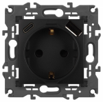 Розетка ЭРА Elegance 14-4108-05 2P+E 16A-250В со шторками с USB type-A+C 5В-3А антрацит