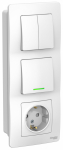 Блок 2кл + 1кл с подсв + 1гн З/К шторки с/у белый Blanca Systeme Electric
