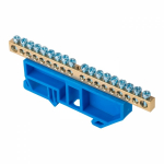 Шина N "ноль" 8х12мм 18/1 (18 групп/крепеж по центру) с изолятором на DIN-рейку Plexup Шина N "ноль" 8х12мм 18/1 (18 групп/крепеж по центру) с изолятором на DIN-рейку Plexup
