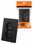 Розетка двойная 2П 10А 250В с защ. шт. черная "Сенеж" TDM Розетка двойная 2П 10А 250В с защ. шт. черная "Сенеж" TDM