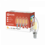 Лампа светодиодная LED-СВЕЧА-deco 4PACK 9Вт 230В Е14 3000К 1040Лм (4шт./упак) прозрачная IN HOME Лампа светодиодная LED-СВЕЧА-deco 4PACK 9Вт 230В Е14 3000К 1040Лм (4шт./упак) прозрачная IN HOME